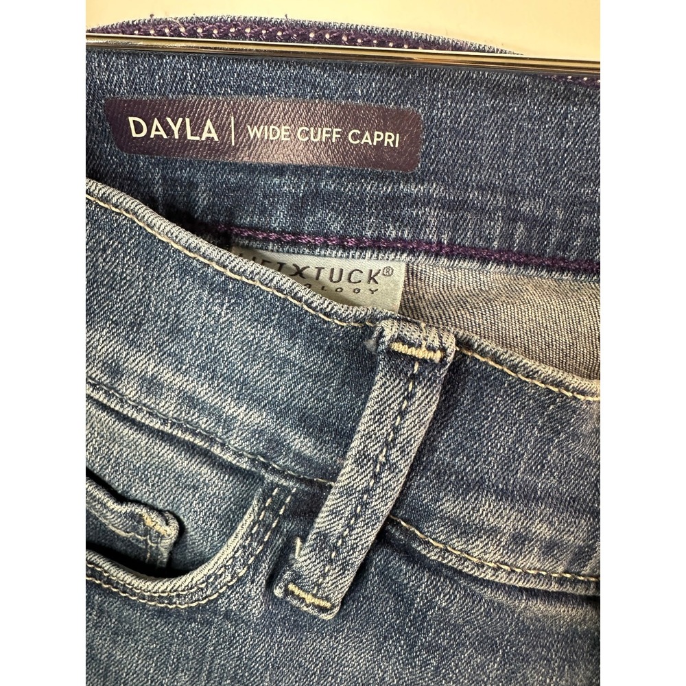 NYDJ Womens Jeans Dayla Wide Cuff Capri Blue Denim Medium Wash Mid Rise 10 - Picture 8 of 13